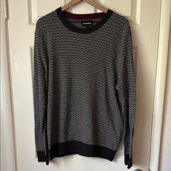 Bonobos Black and Gray Men's Chevron Sweater size large - Picture 1 of 7